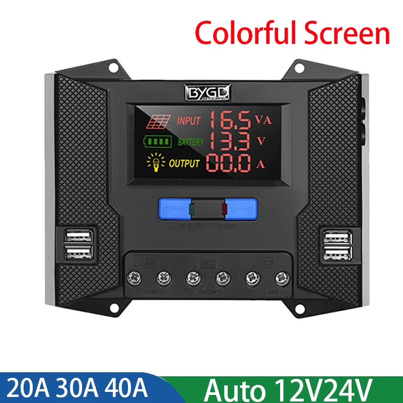 

24 shipping New 20A 30A 40A Solar Charge Controller 12V 24V 50VDC Solar Panel PV Charging Controller Regulator Colorful Screen