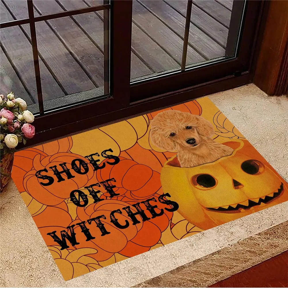 

HX Обувь Для Пуделя Off Witches Doormat, забавные коврики в виде тыквы, модные напольные коврики в виде животных, собак, тематические подарки на Хэллоуин
