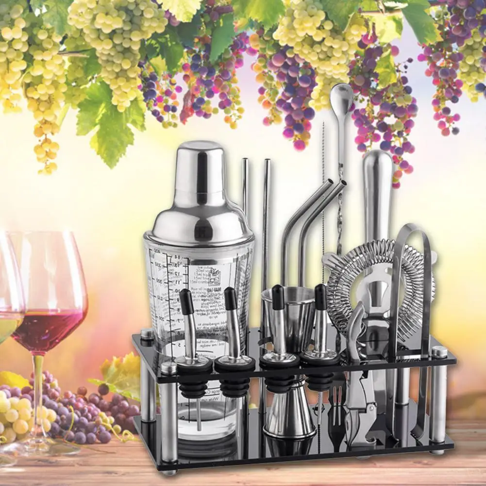 

17Pcs/Set Cocktail Shaker Set Eco-friendly Rust-proof Stainless Steel Wine Shaker Bartender Kit for Bar
