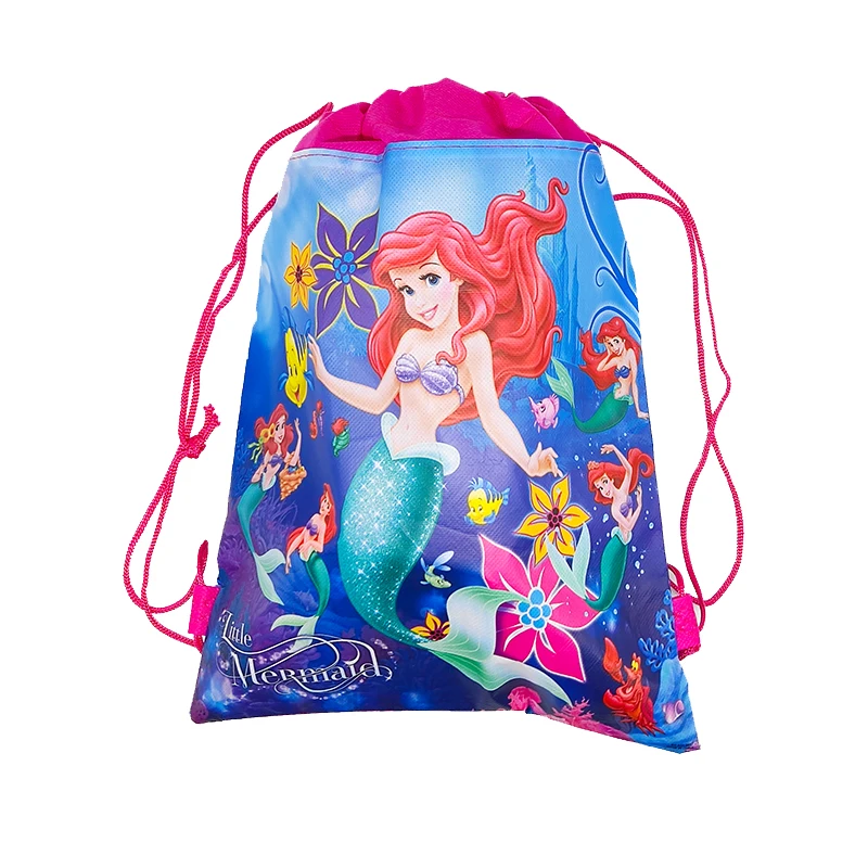 

Disney Mermaid Princess Ariel Girls Birthday Party Non-woven Fabric Drawstring Bag Gift Backpack Family Outdoor Picnic Supplies