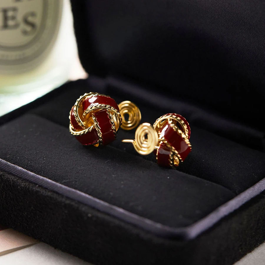 Женские эмалированные Серьги-клипсы элегантные французские серьги в ретро-стиле