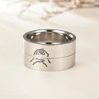fashion simple cartoon ring stainless steel men and women couple ring promise ring anniversary jewelry gift love token