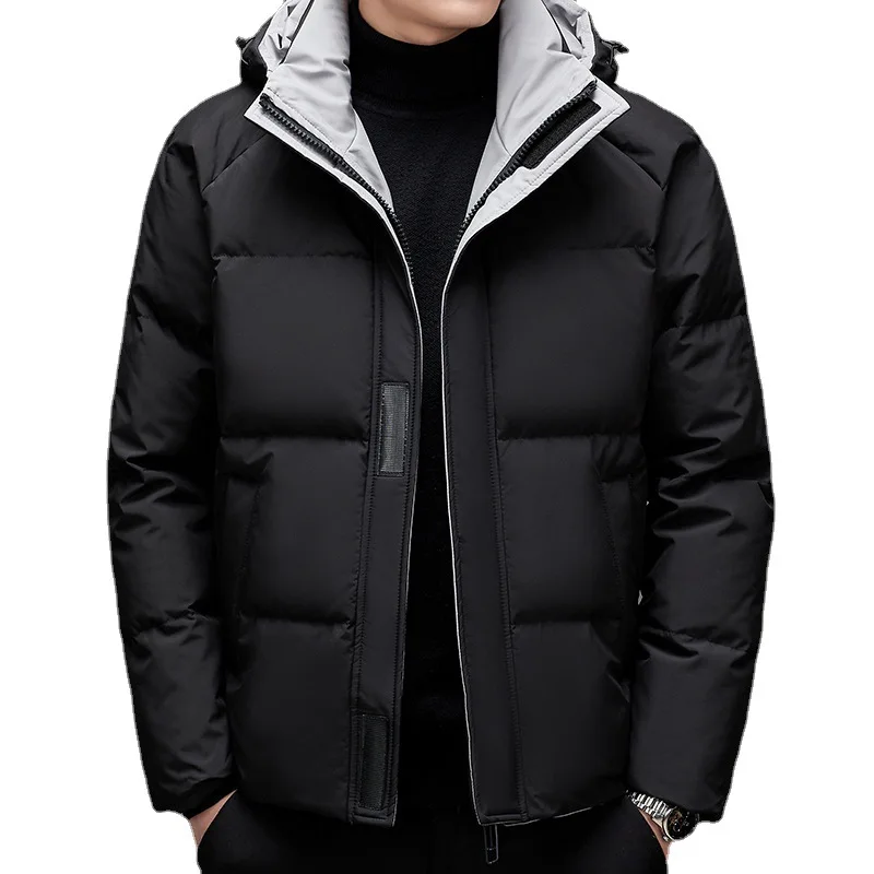 2023 New In Coats Winter Warm Men Fashion Hooded Coffee Down Jackets Male Casual Thicken 90% White Duck Down Parka Down Overcoat