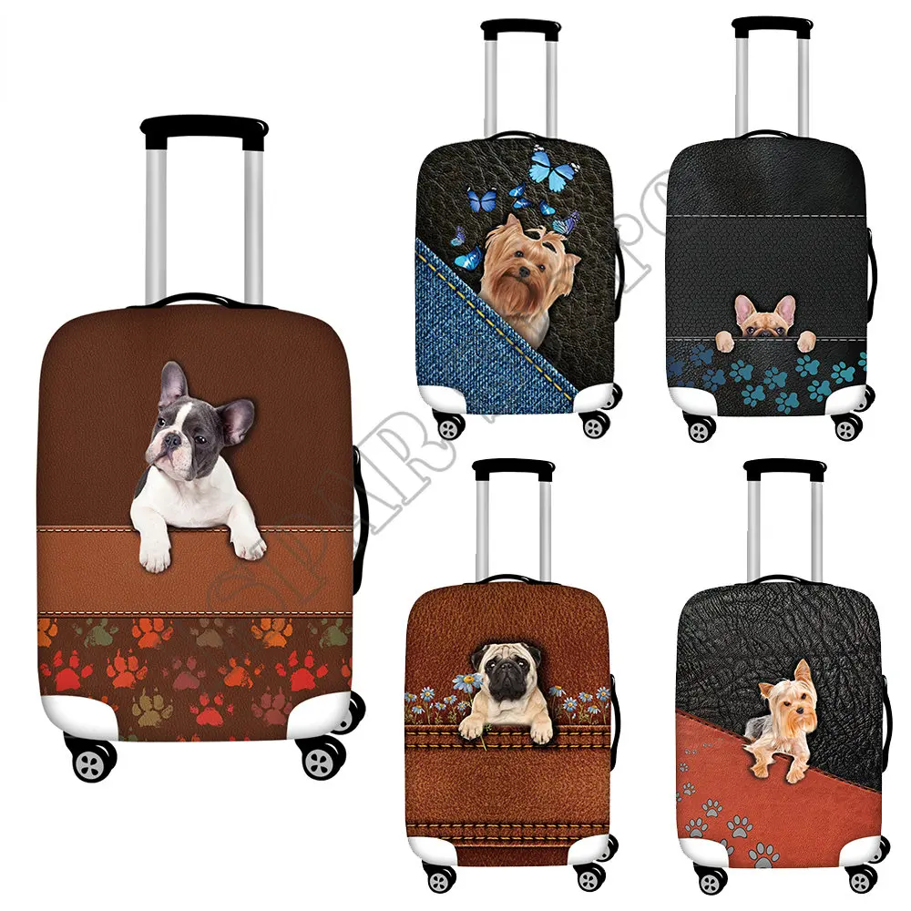 

Travelling Luggage Cover Cute Pug/Yorkshire Terrier Dog Leather Style Washable Suitcase Protector Anti-scratch Cover