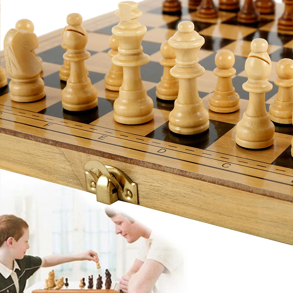 Портативный Складной Деревянный Шахматный Набор Дорожная Настольная Игра Для
