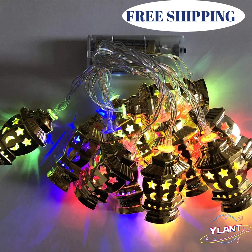 

Battery Powered Ramadan Kareem Lights Star Moon Palace LED Eid Mubarak Decorative String Lights Muslim Islam Party Supplies