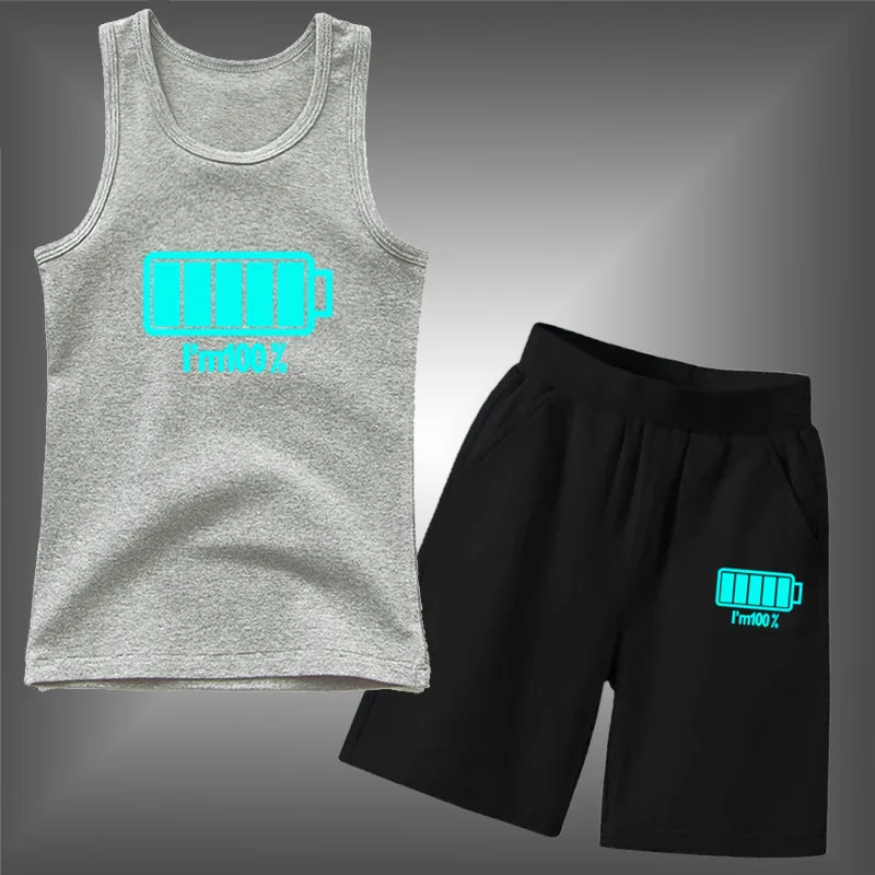 Комплект Спортивной Одежды Для Мальчиков — Люминесцентная Футболка Без Рукавов