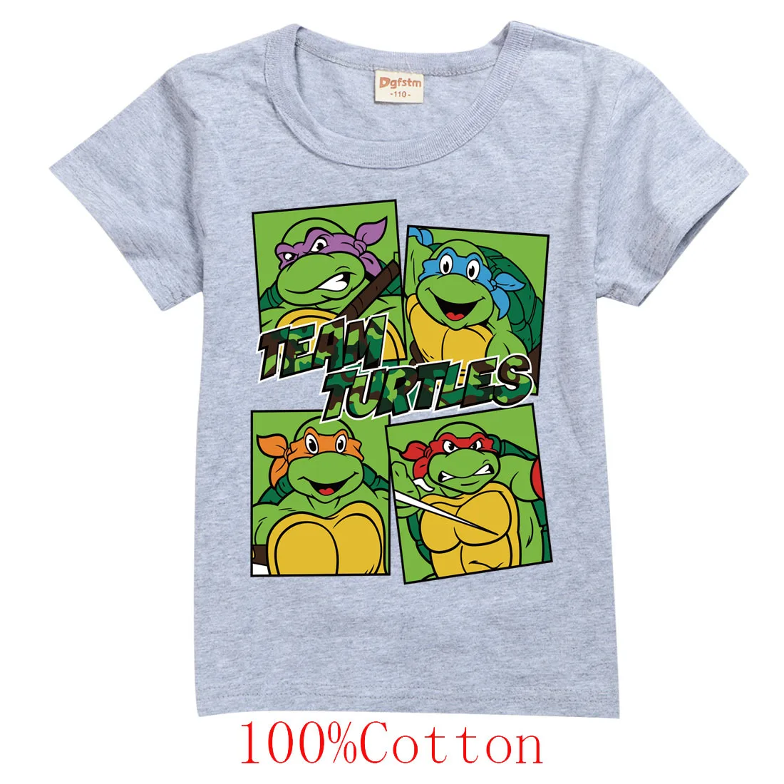 Хлопковая футболка с коротким рукавом и принтом черепашек-ниндзя - купить по