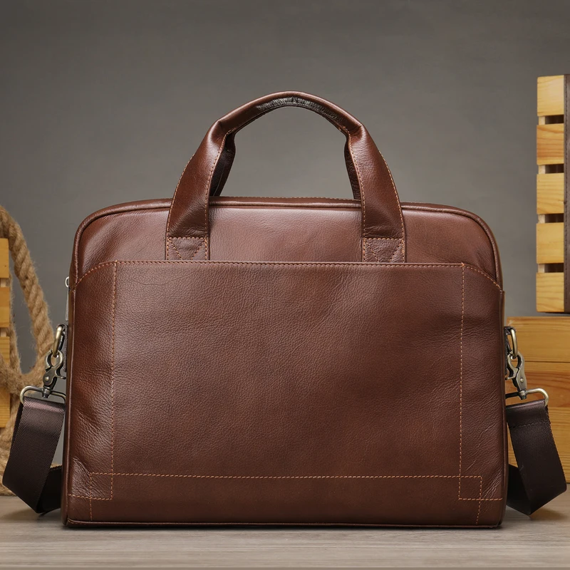 

Retro Laptop Briefcase Bag Genuine Leather Handbags Casual Pad Bag Daily Working Tote Bags Men Male bag for documents