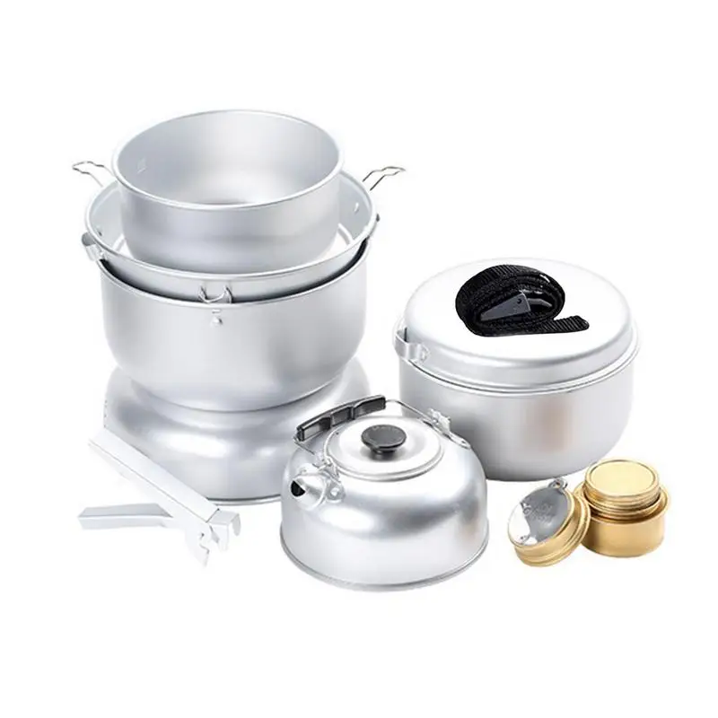 

Camping Stove Kit 10 Pcs Camping Cooking Set For Indoor And Outdoor Use Camping Cookware With Spirit Stove Ultralight Liquid