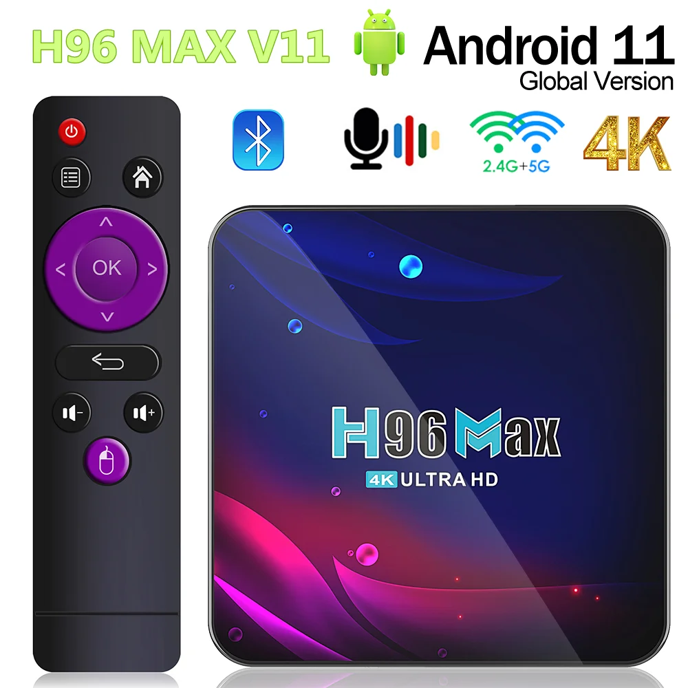 Приставка Смарт-ТВ H96 MAX V11 Android 11 0 BT4.0 RK3318 2 4 ГГц Wi-Fi |