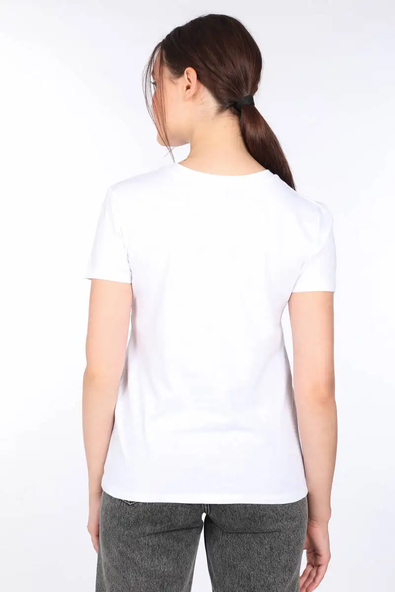 

Womens White Cat Printed T-shirt