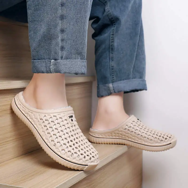 

Сандалии мужские сетчатые для скейтборда, танкетка, дизайнерские тапки для тренировок, фетровые, не повседневные кожаные, шлепанцы для тенн...