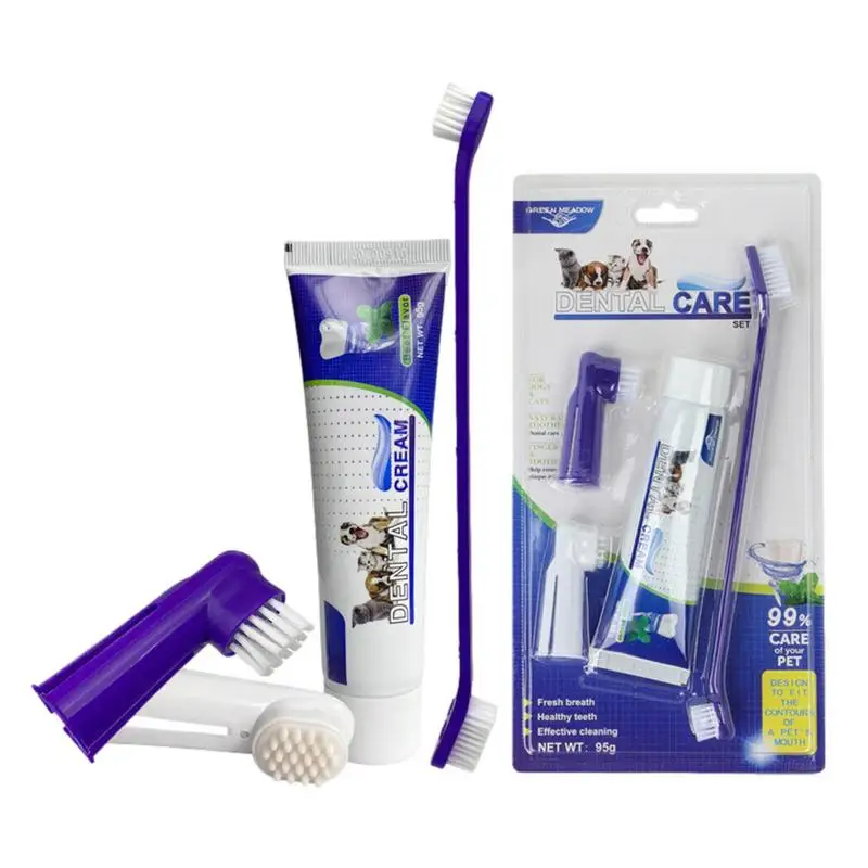 

Dog Tooth Brushing Kit Toothbrushes Set For Pets Teeth Stain Control Fresh Breath Teeth Care For Home Pet Store Pet Hospital Pet
