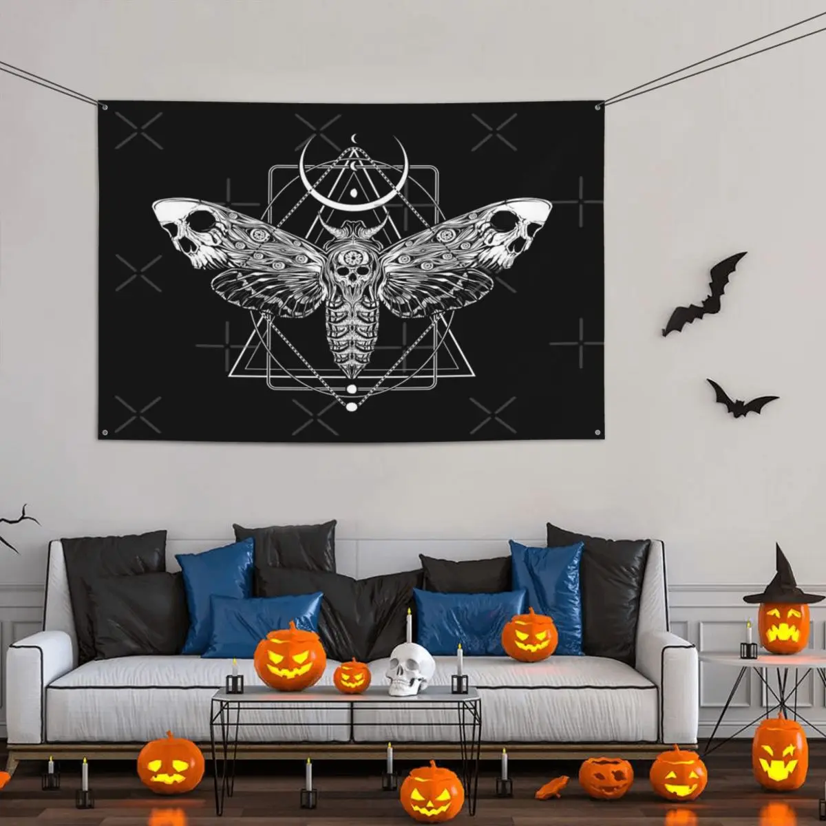 

Surreal Death Moth Party Banner Decor 120x180cm Modern Easy To Hang Vibrant Colors Drapey Bright Color