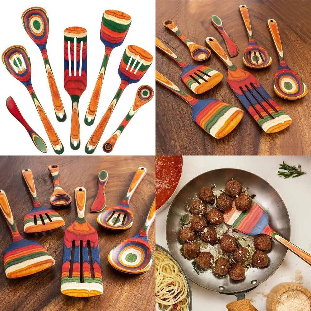 

Cookware Gorgeous Marrakesh 7 Piece Wooden Cooking Utensil Set - Safe Nonstick Cookware Accessory Collection