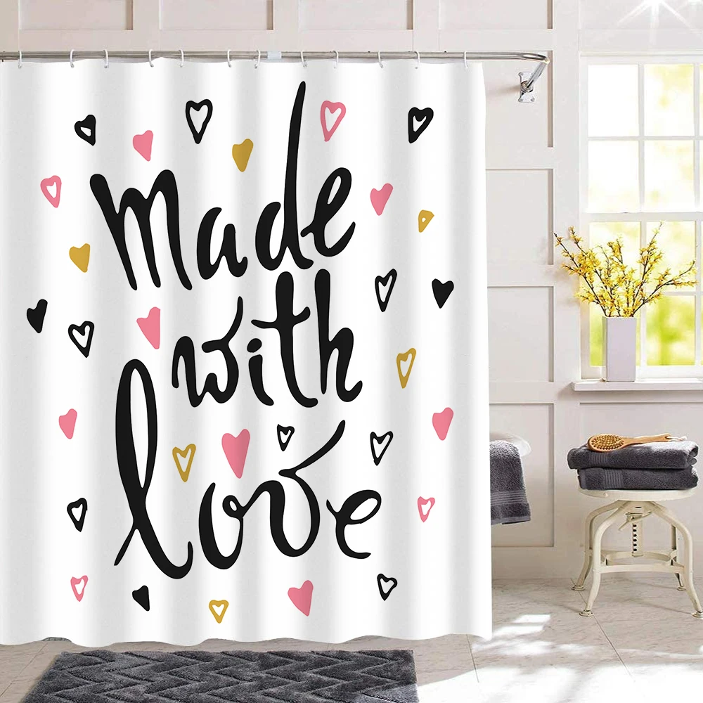 

Водонепроницаемая занавеска для душа в форме сердца с крючками, занавеска для ванной из полиэстера, занавеска для ванной комнаты