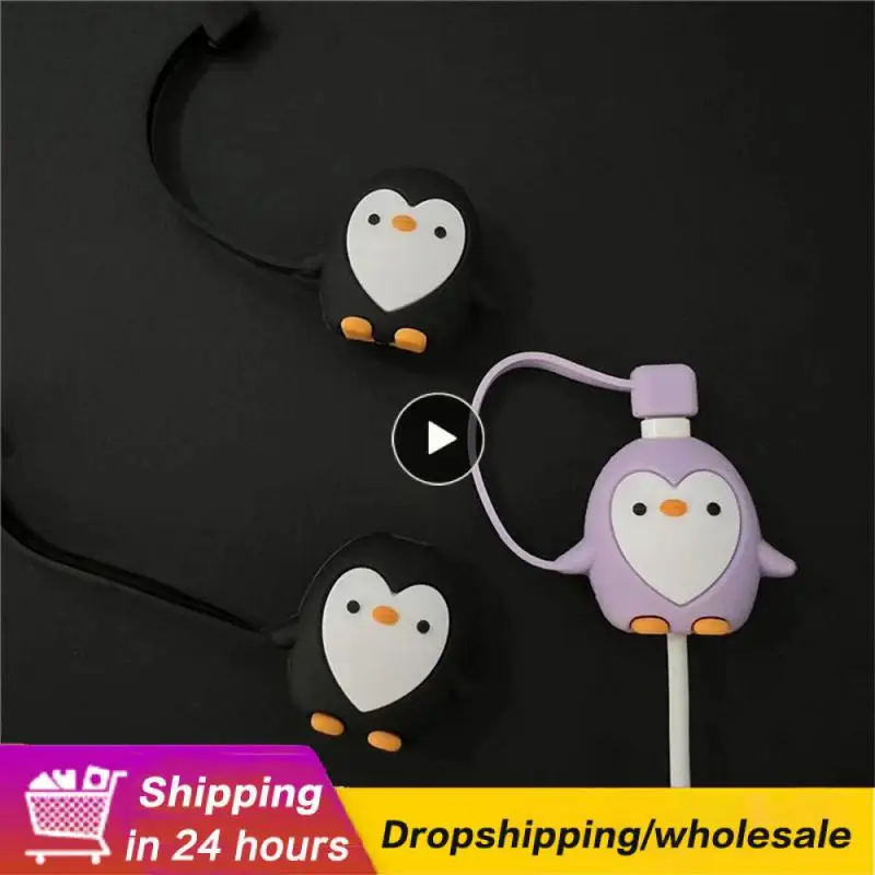 

Penguin Cartoon Winder Dust-proof Cartoon Protective Case Winding Anti-break Charging Cable Case Mobile Phone Accessories Cute
