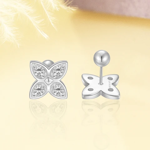 Серьги-гвоздики Anziw из серебра 925 пробы с муассанитом 3 мм