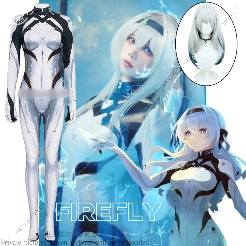 Костюм для косплея Firefly парик Honkai: Star Rail аниме боевое платье Stellaron Hunters вечеринка