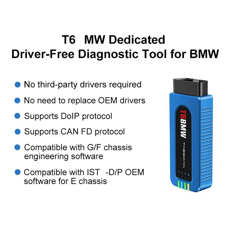 Фото Диагностический инструмент Tabscan T6 для BMW: OBDII, Wi-Fi, программирование, поддержка DOIP, CANFD, диагностика OBD2 без драйверов №4