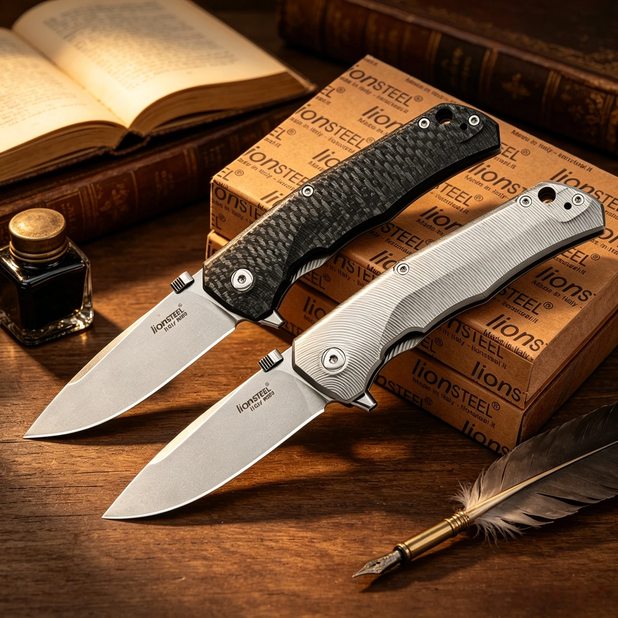 Фото Нож Lion Steel - коллекционное издание, ручной ковки, из стали M390, с рукоятью из титанового сплава, миниатюрный карманный нож №3