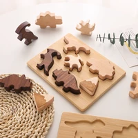 montessori 3d wooden dinosaur balanced stacked building block toy wooden board toy for improve baby hands on ability gifts
