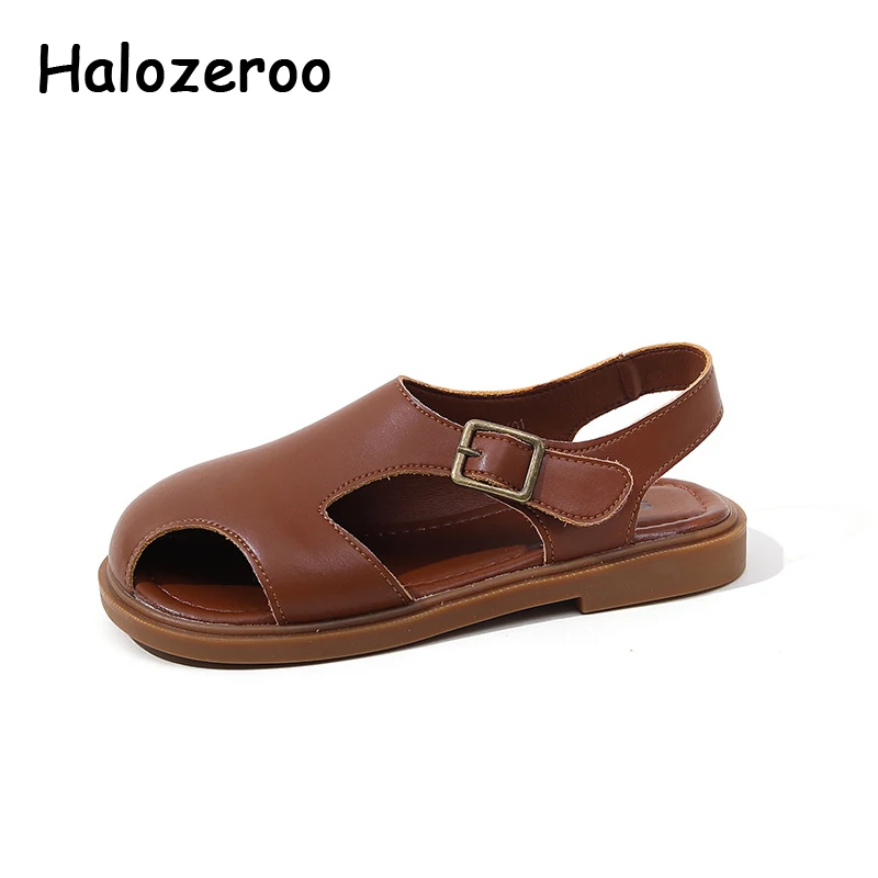 

New 2022 Summer Kids Beach Sandals Baby Girls Brand Brown Shoes Children Closed Toe Casual Sandalias Boys Fashion Shoes Soft