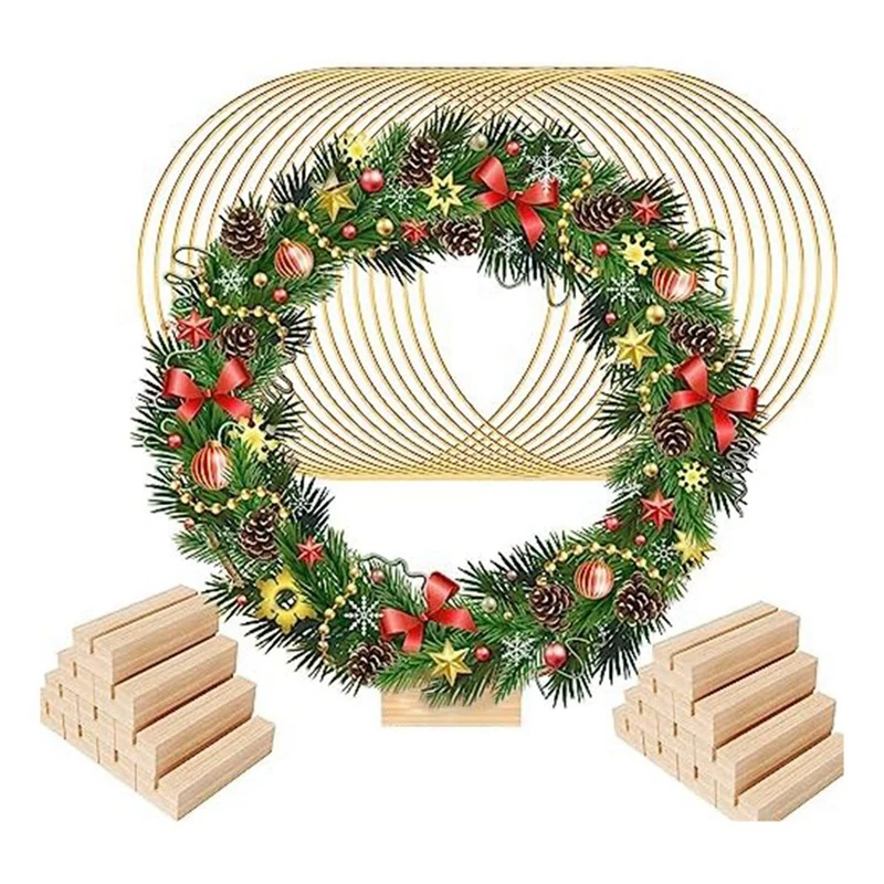 

20PCS Floral Hoop Centerpieces With Holders,Tassel Rings 12 Inch Metal For Table,Wedding Christmas Wall Hanging Craft