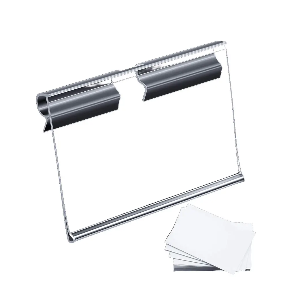 

100 Pieces Price Tag Sign Label Supermarket Transparent Display Card Store Inventory T-end Hooks Wire Stand Bin Labels