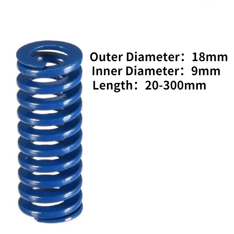 

Наружный диаметр: 18 Внутренний диаметр: 9 длина: 20-300 синяя пружина, прямоугольная пружина из стали TF, легкий и маленький внешний диаметр