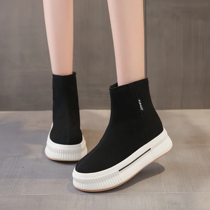 Высокий внешний вид толстая подошва внутри универсальные утягивающие матовые