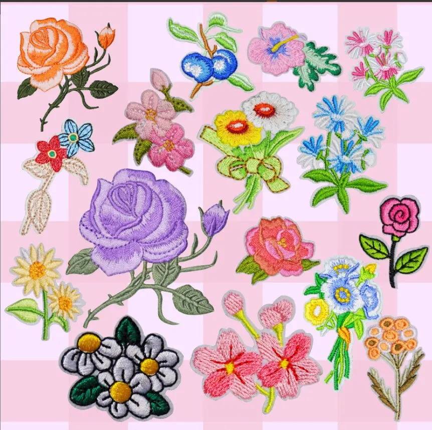 

40 Skus to Select 10 Pcs Flowers Embroidered Patches Clothing Hat Bag Shoe Repair Material Phone Gift Box Decor DIY Accessory