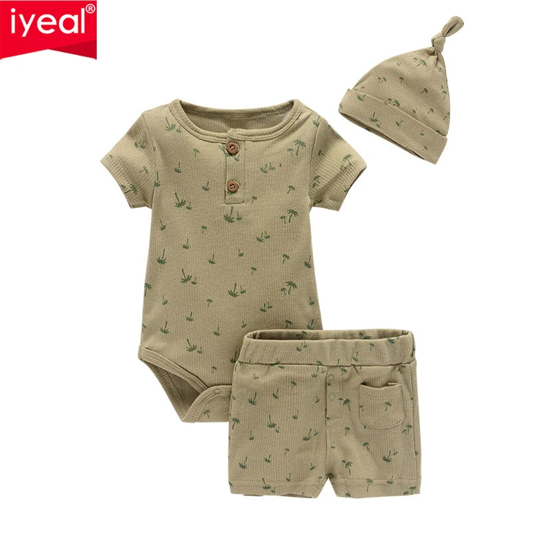

IYEAL Newborn Baby Clothes Set Infant Toddler Bodysuit +Pants +Hat Baby Boy Girl Cotton Clothing Roupas Pajamas Sleepwear Outfit