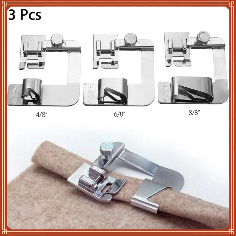 

13/19/22mm Domestic Sewing Machine Foot Presser Foot Rolled Hem Feet For Brother Singer Sewing Accessories 7YJ243