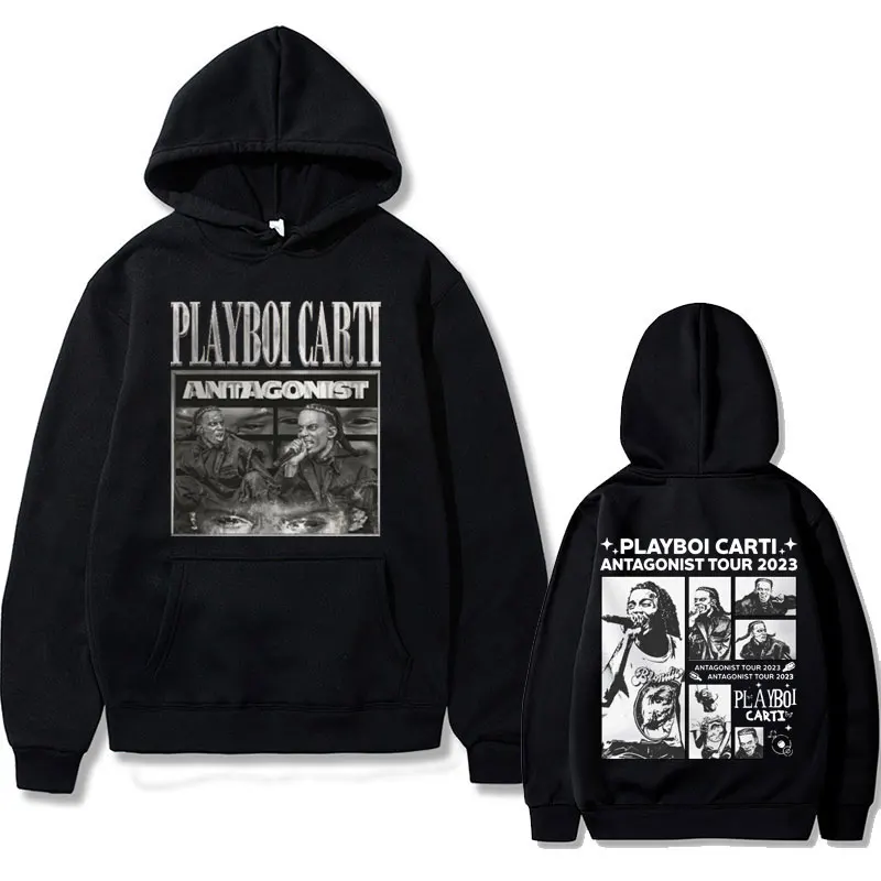 

Rapper Playboi Carti Antagonist 2023 Tour Concert Fans Hoodie Male Fashion Street Black Sweatshirt Men Hip Hop Oversized Hoodies