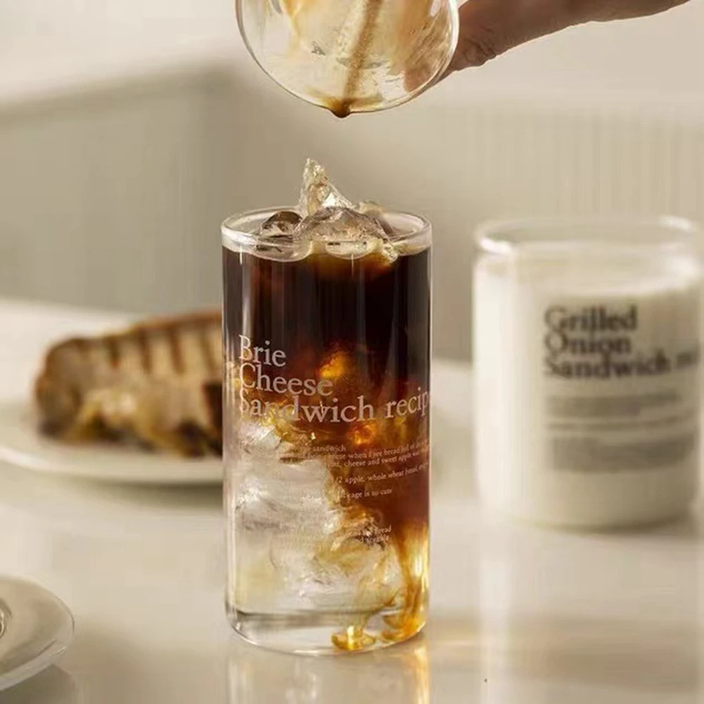 

Glass Cup Transparent Coffee Mug 350/400ML Milk Coffee Cup Korean Style Juice Cup Cute for Home Room Gifts Support Dropshipping