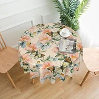 watercolor flowers butterfly round tablecloth 60 inches waterproof table cover cloth for dining room kitchen party home decor