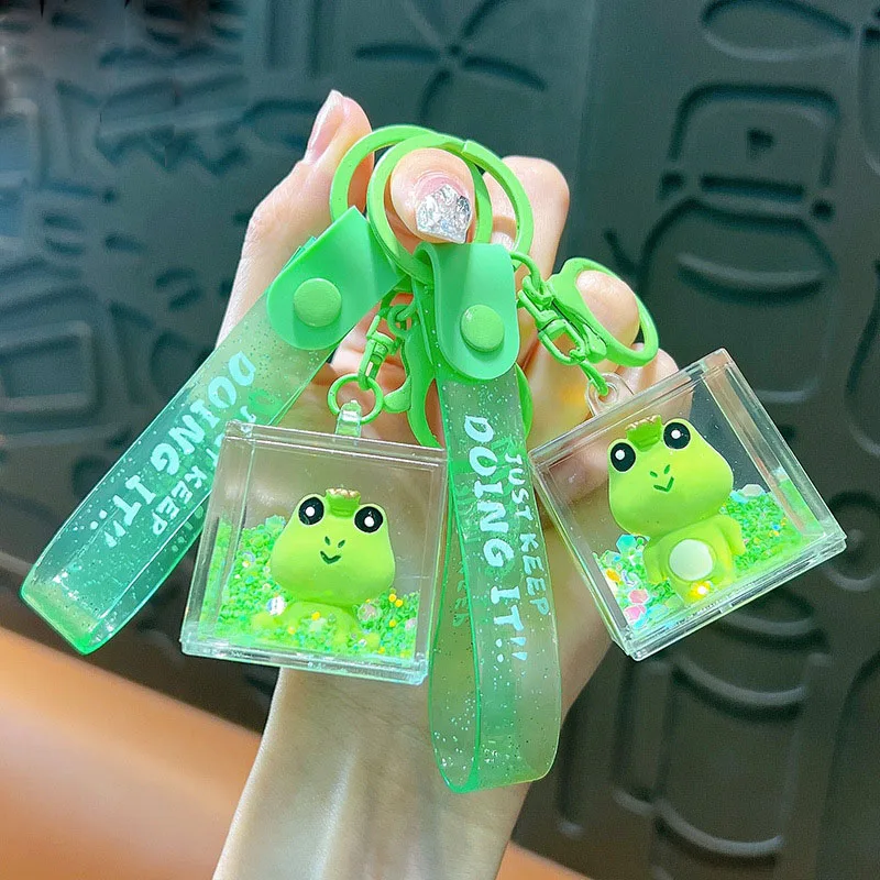 Брелок с плавающими блестками короной лягушкой и зыбучим песком