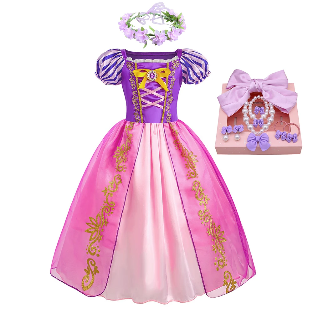 Платье принцессы Рапунцель Диснея для детей карнавал Хэллоуин нарядная одежда