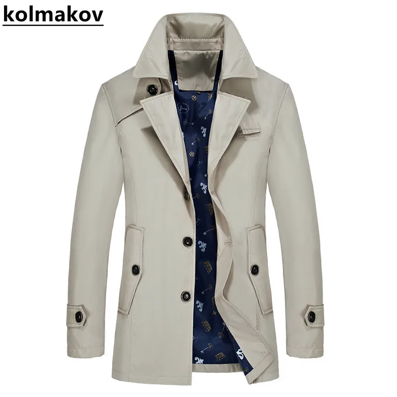 

2022 Spring and Autumn New Men's Classic Fashion Solid Color Single Breasted Windbreaker Men's Leisure Trim High Quality Coat