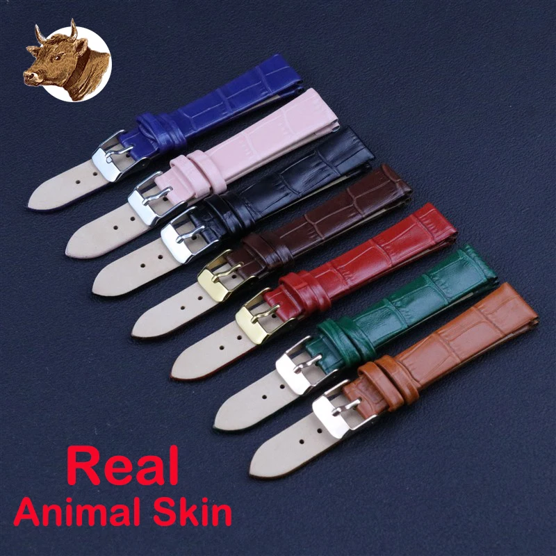 Full Grain Leather Watch Band Handmade Real Animal Skin Strap Bracelet Accessories Green Bule with Tool Set Top Quality
