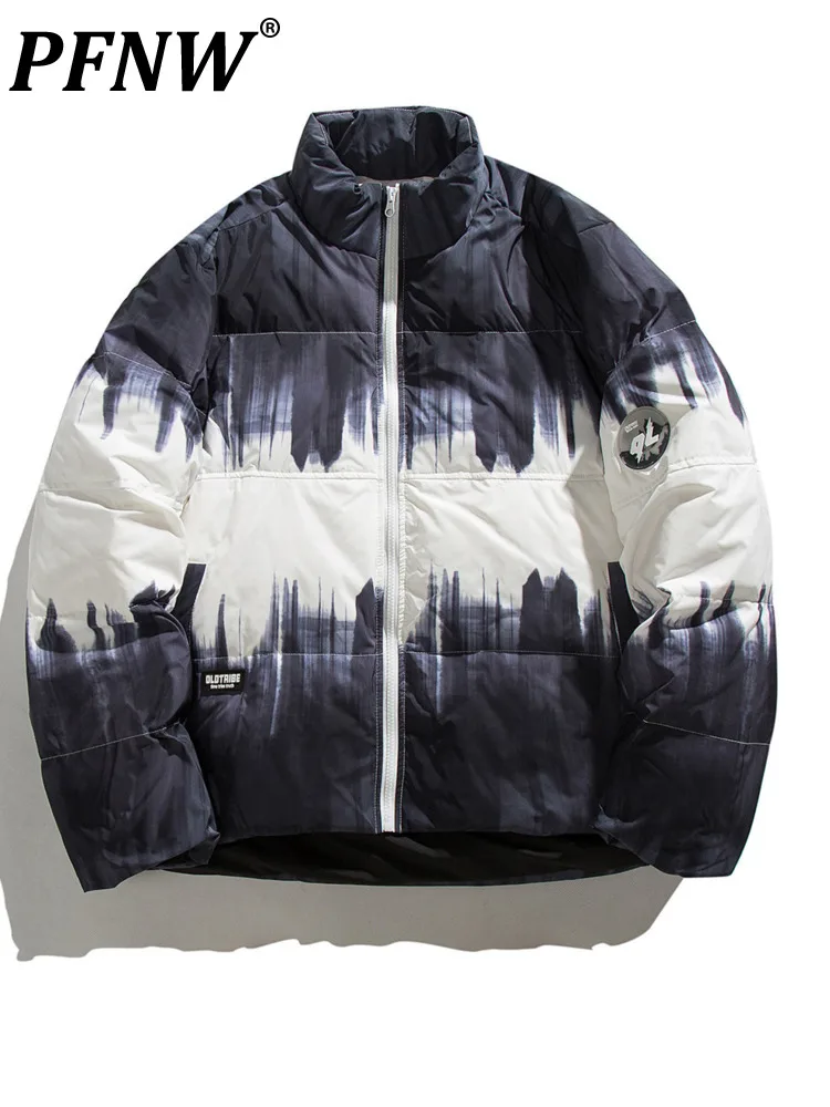 

Мужской пуховик с воротником-стойкой PFNW, модное уличное пальто с подкладкой и цветным блокировкой, 12A5905, Осень-зима 2022