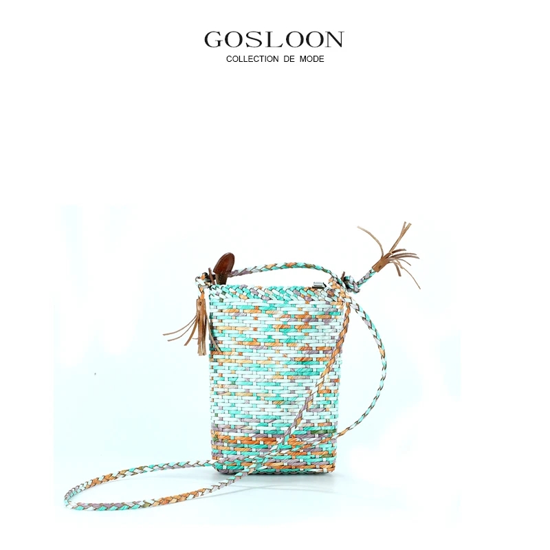 GOSLOON-H36 Woven bucket bag 2022 new versatile leather shoulder bag fashion luxury brand design simple messenger bag