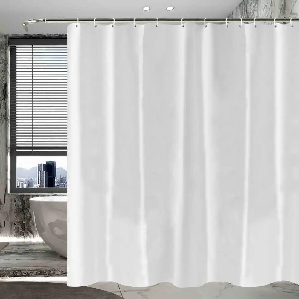 , White Fabric Shower Liner, 2-in-1 Bathroom Shower Curtain And Liner, Water Proof, Hotel Quality
