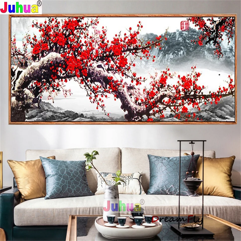 

Алмазная 5D картина «сделай сам», «волшебство цветущей сливы», цветок, домашний декор, вышивка, мозаика, картина, набор для рукоделия, большой...