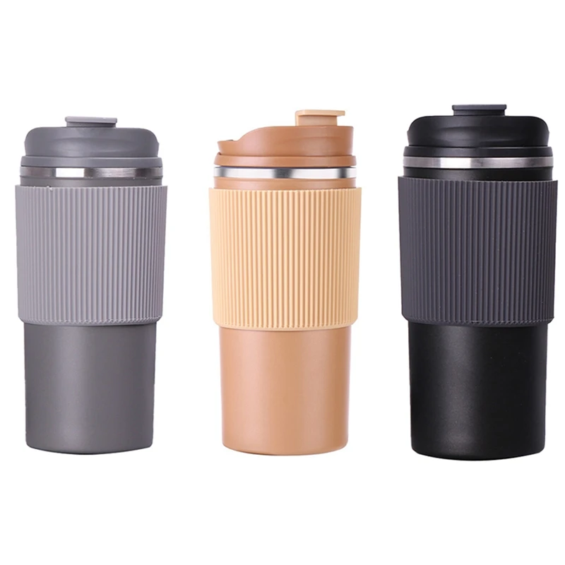 

Кофейная чашка с двойными стенками, термостойкая дорожная кружка с силиконовой ручкой, экологически чистые портативные чашки с герметичной крышкой