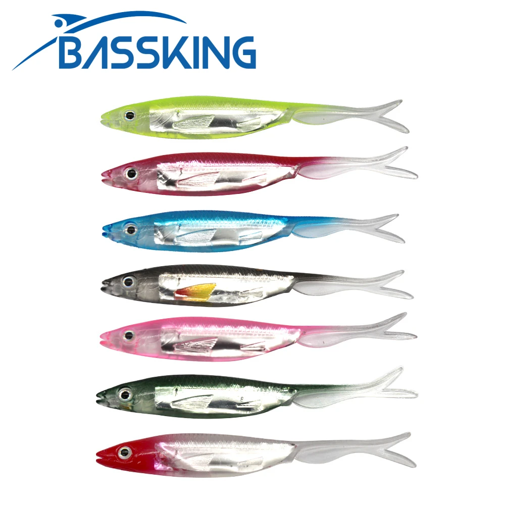 

BASSKING Soft Lure for Fishing 95mm 3.8g Shad Fishing Worm Swimbaits Jig Head Soft Lure Fork Tail Fly Fishing Bait Fishing Lures