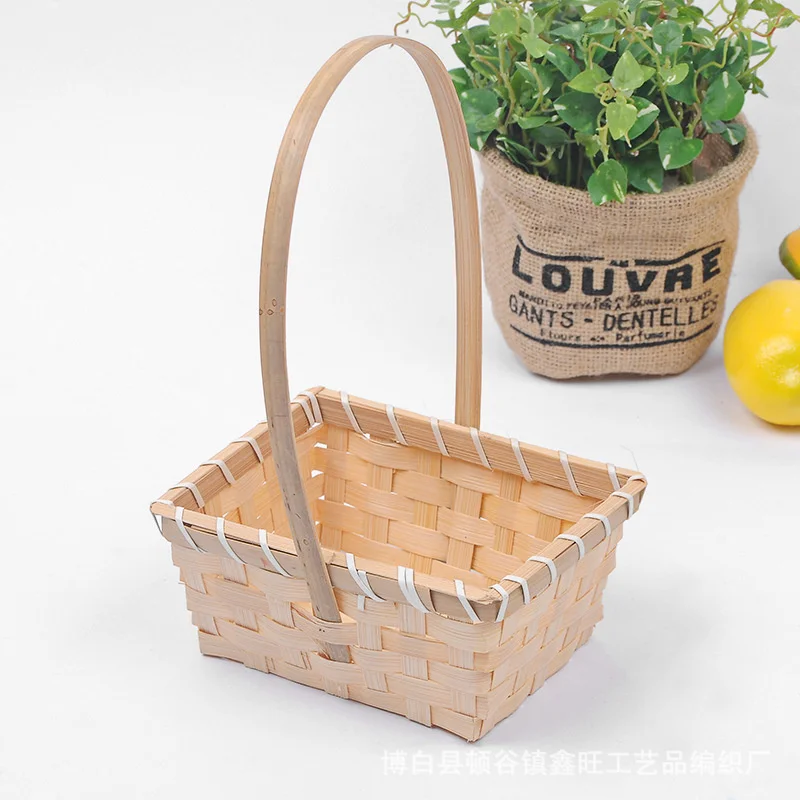 

CAMIGEL Woven Flower Basket, Portable Fruit Flower Basket with Handle