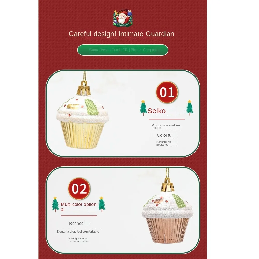 4 шт./коробка новогодние Пластиковые Подвески для украшения ёлки